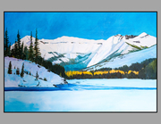 Bow River Banff winter acrylic