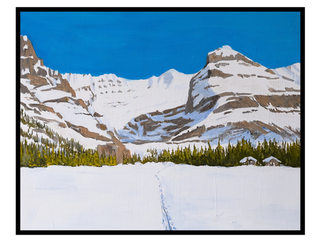 Lake O'Hara winter ski acrylic